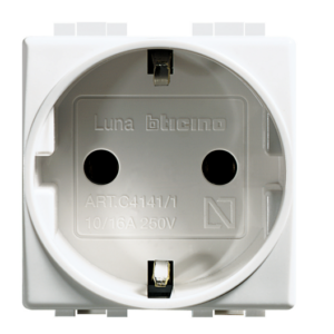 Base 2 P+T Luna 16 A 230 V conexión por tornillos 2 módulos blanco